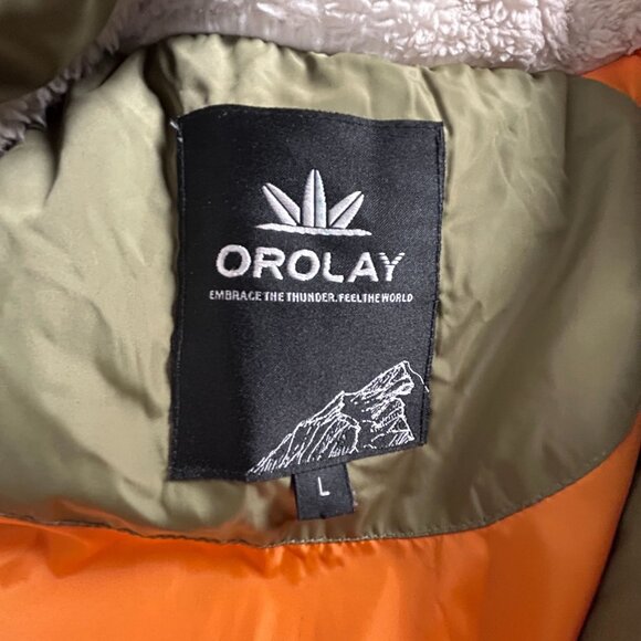 Orolay Women's Thickened Down Jacket Large Hooded Zip-Up Green Outdoor Packable - Picture 3 of 10